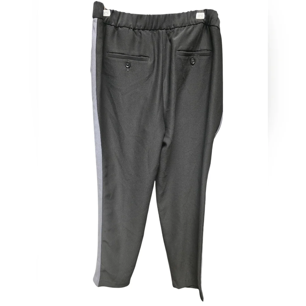 Banana Republic Elastic Waist Track Pants Sz. M Black with Grey Stripe